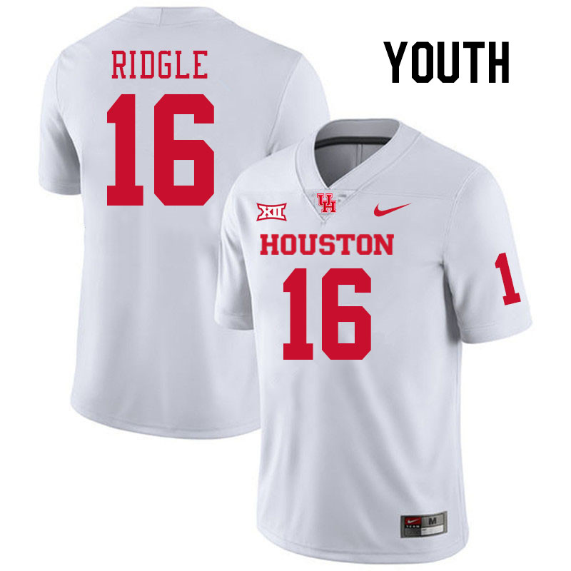 Youth #16 JayShon Ridgle Houston Cougars College Football Jerseys Stitched-White